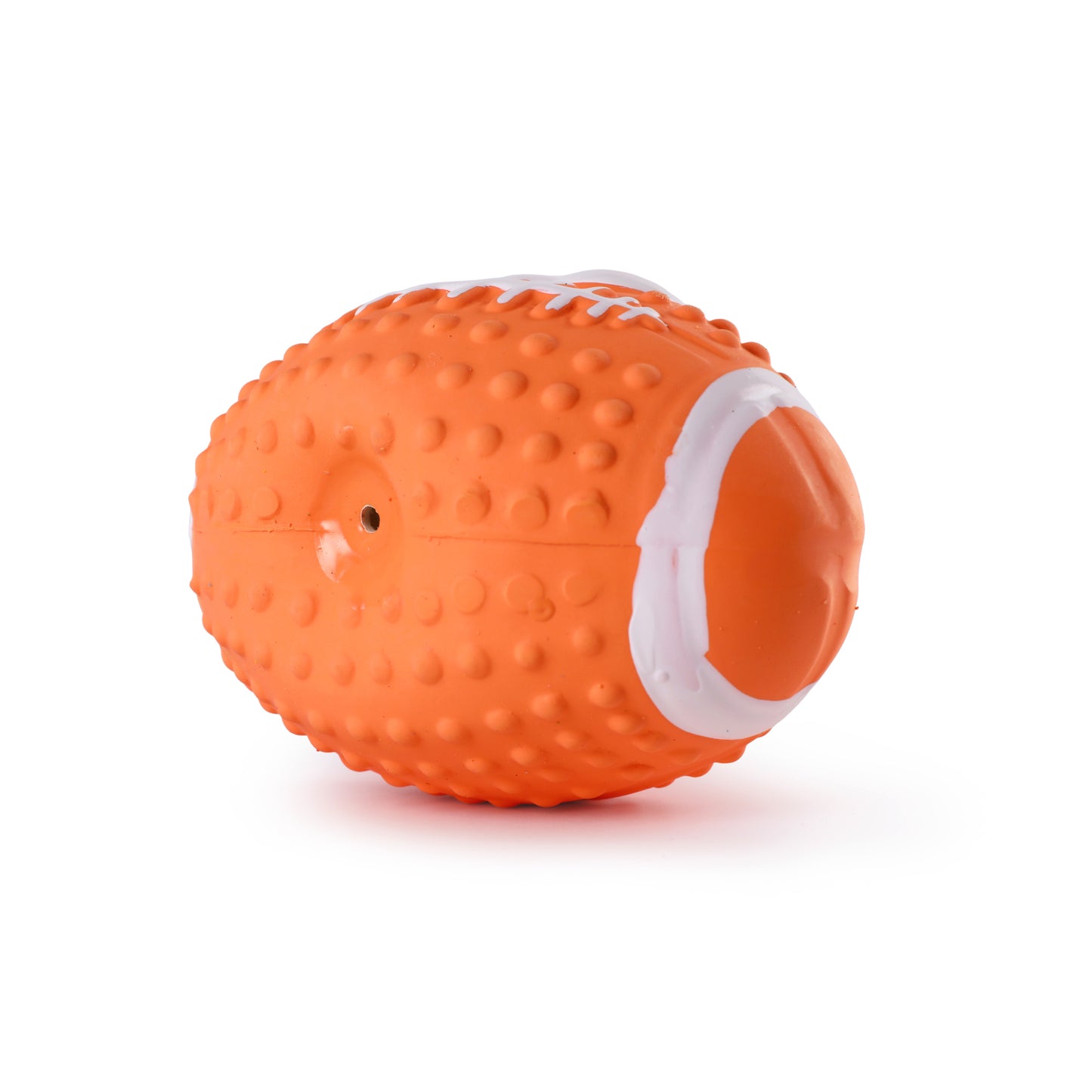 Latex Squeaky Smiley Face Football Dog Toy (Orange)