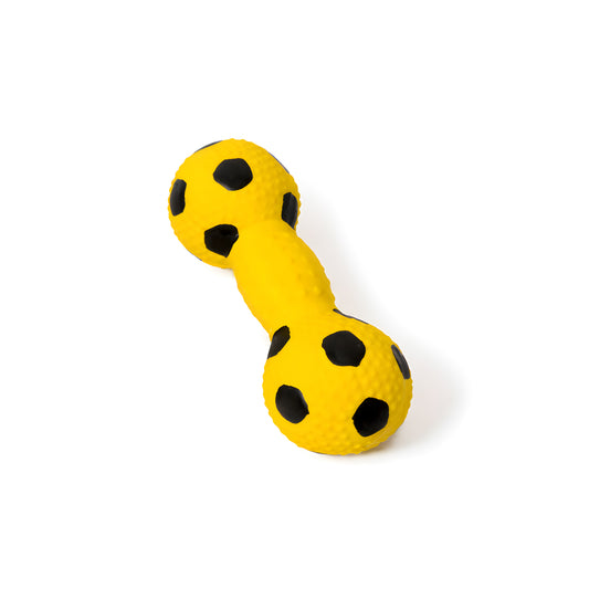 Latex Squeaky Barbell Dog Toy (Yellow)
