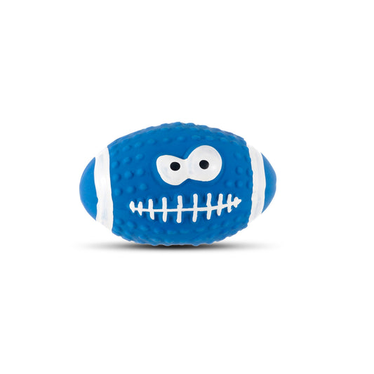 Latex Squeaky Smiley Face Football Dog Toy (Blue)