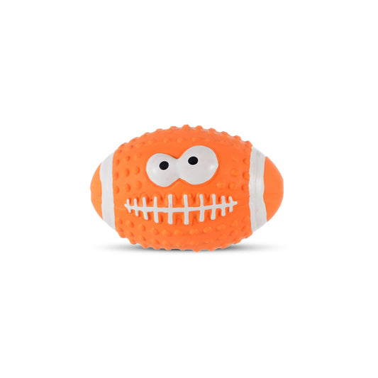 Latex Squeaky Smiley Face Football Dog Toy (Orange)