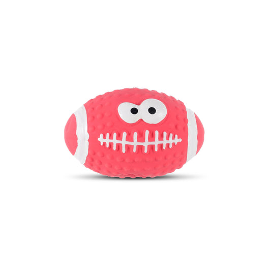 Latex Squeaky Smiley Face Football Dog Toy (Pink)