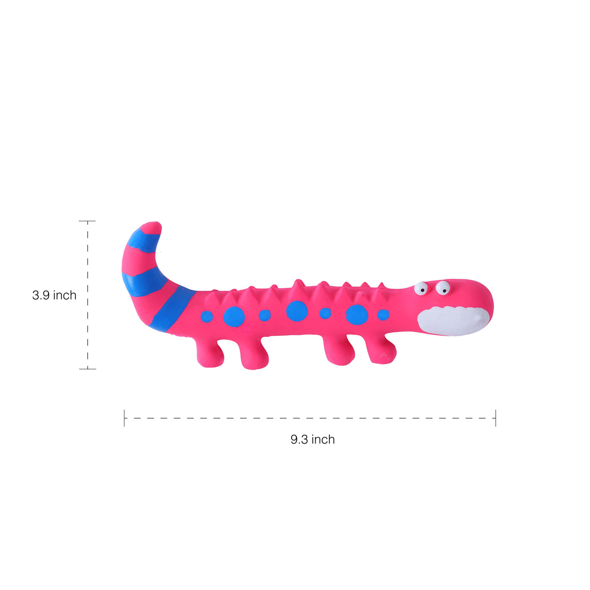 Durable Interactive Natural Latex Squeaky Dog Toy in Pink Lizard Design