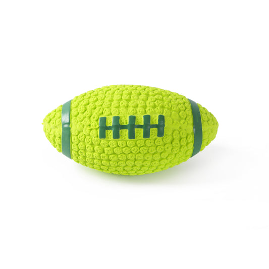 Latex Squeaky Textured Football Dog Toy Green