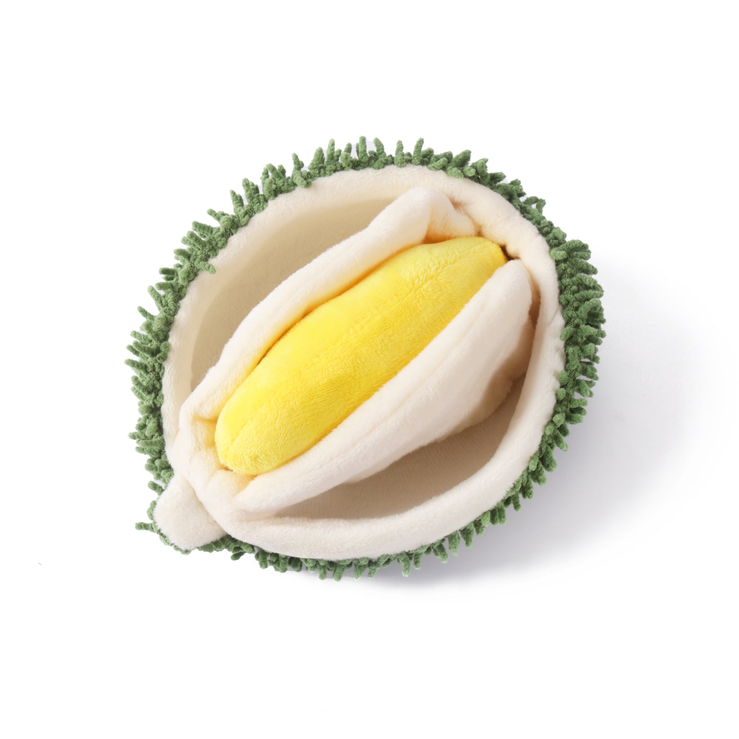 Interactive Plush Durian Squeaky Crinkle Dog Toy