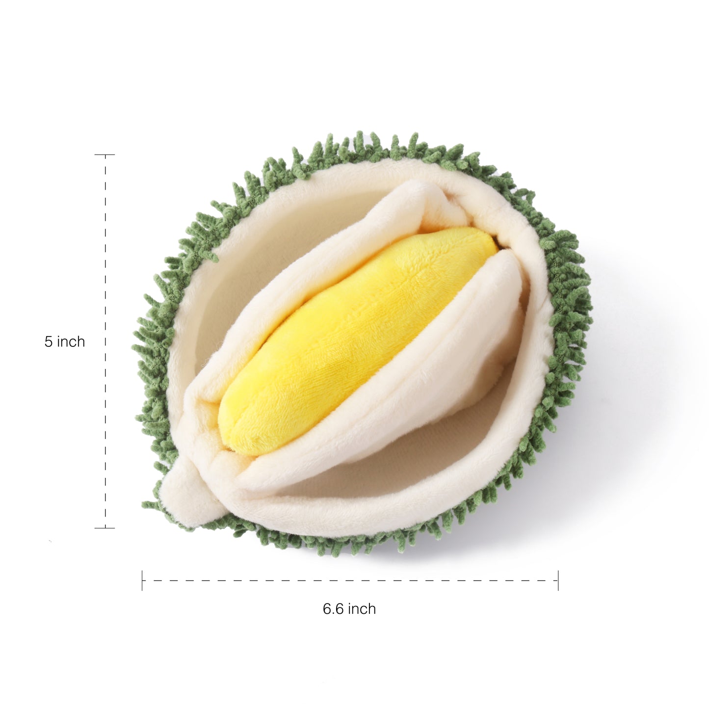 Interactive Plush Durian Squeaky Crinkle Dog Toy