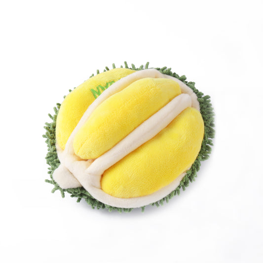 Interactive Plush Durian Squeaky Crinkle Dog Toy