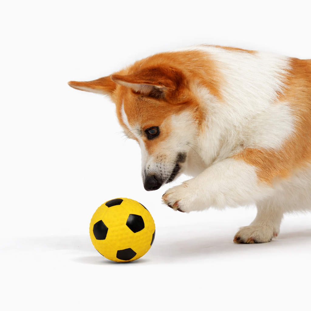 Natural Latex Squeaky Soccer Ball Toy (Yellow)