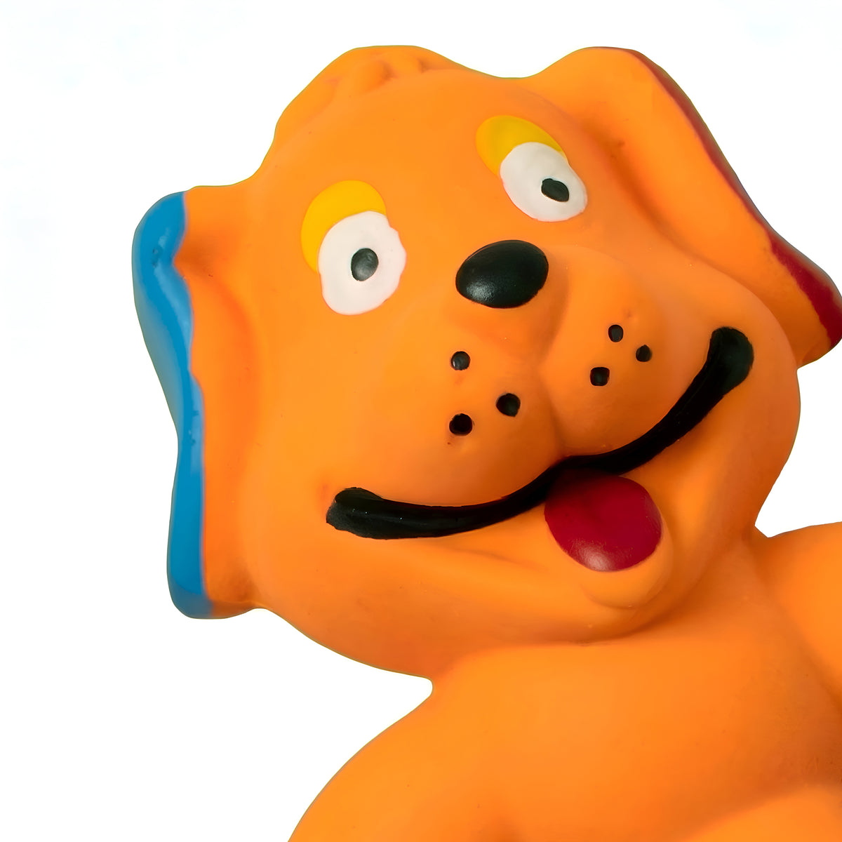 Super Stretch Long Body Durable Latex Squeaky Dog Toy in Fun Animal Designs (Orange Dog)