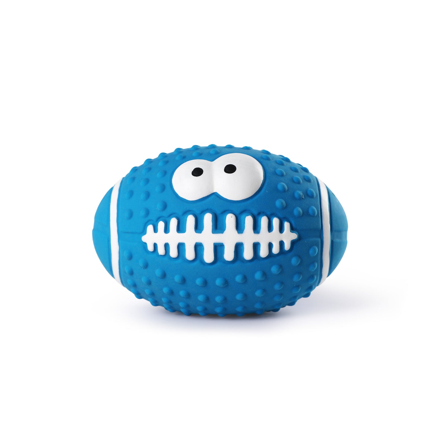 Latex Squeaky Smiley Face Football Dog Toy (Blue)