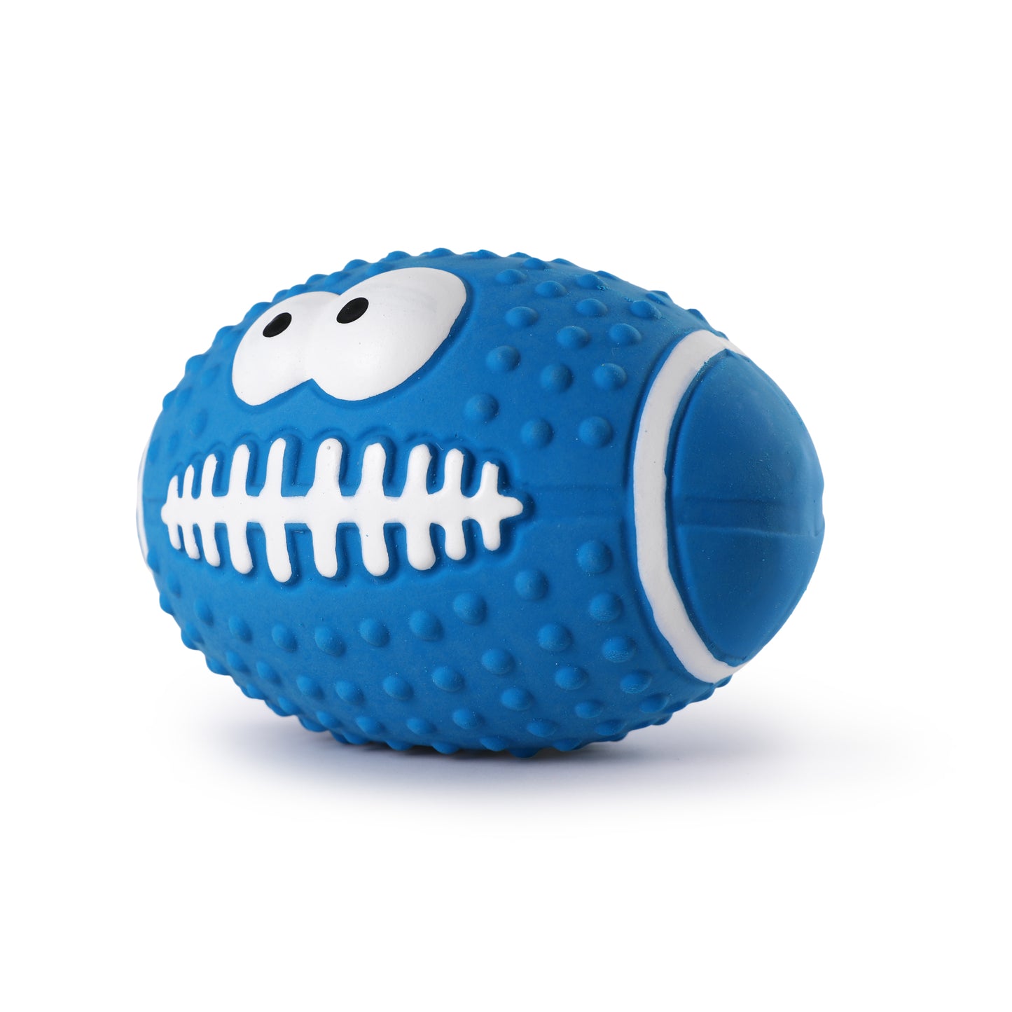 Latex Squeaky Smiley Face Football Dog Toy (Blue)