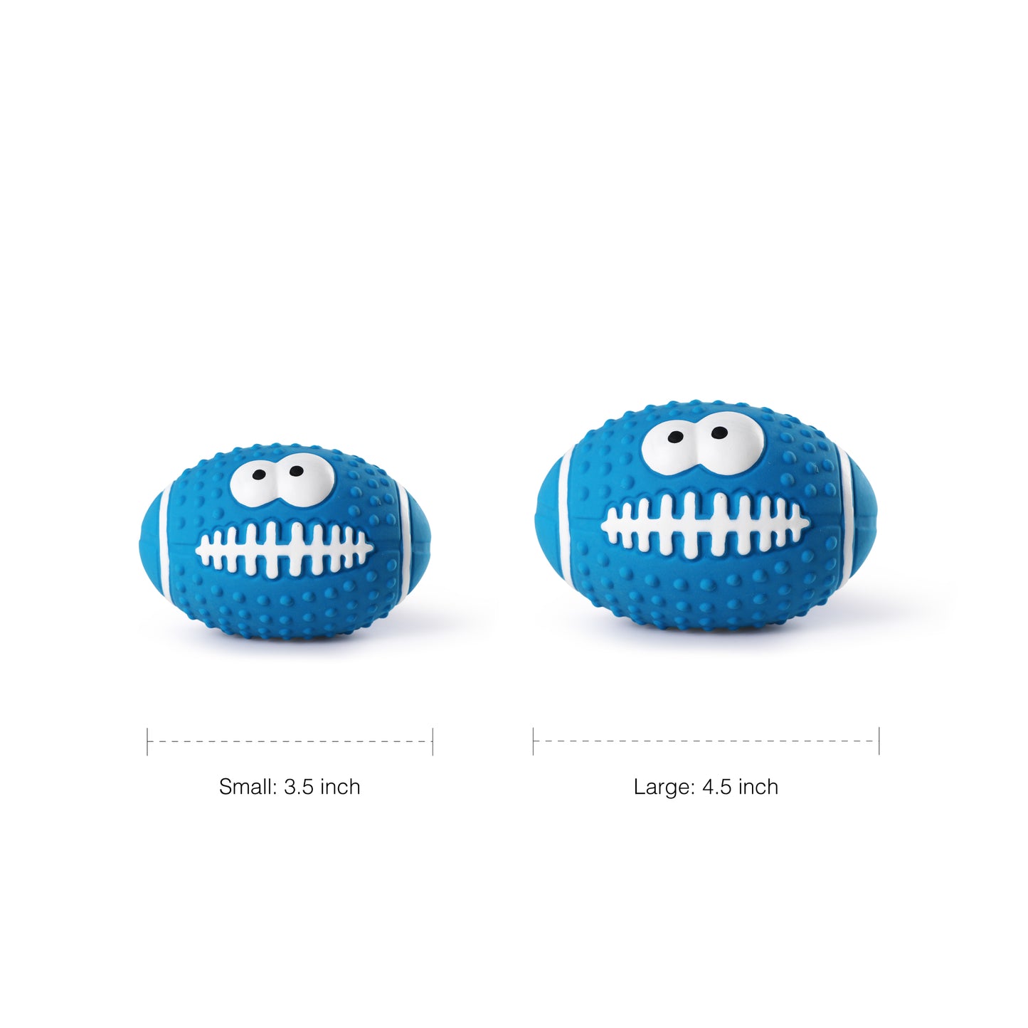 Latex Squeaky Smiley Face Football Dog Toy (Blue)