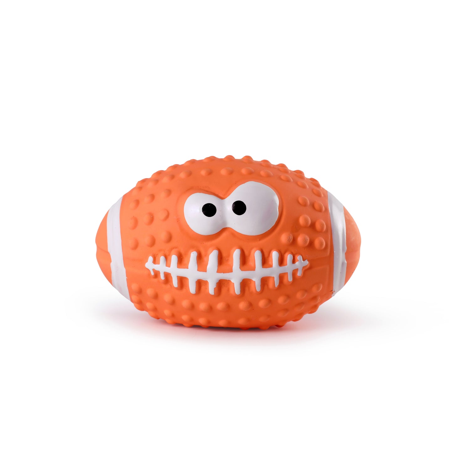 Latex Squeaky Smiley Face Football Dog Toy (Orange)