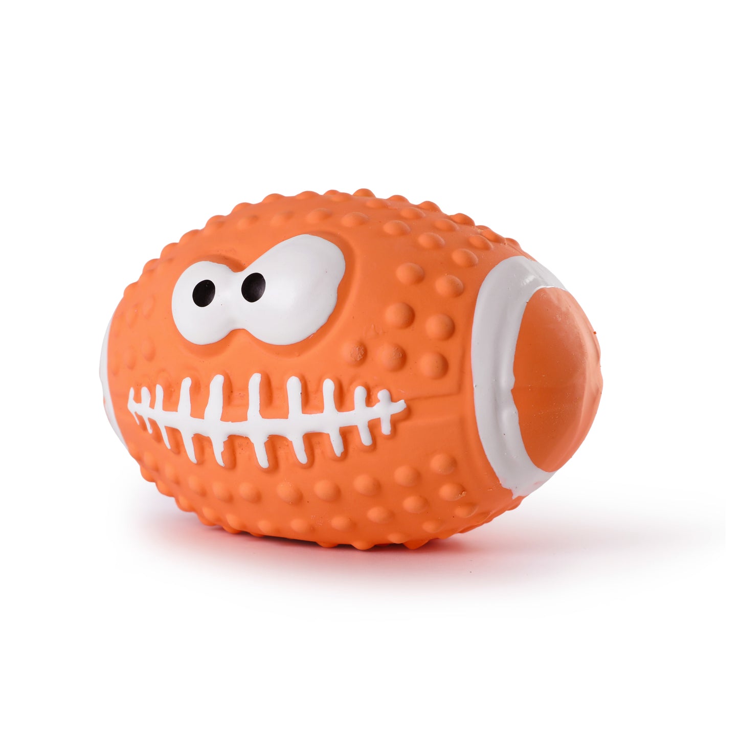 Latex Squeaky Smiley Face Football Dog Toy (Orange)