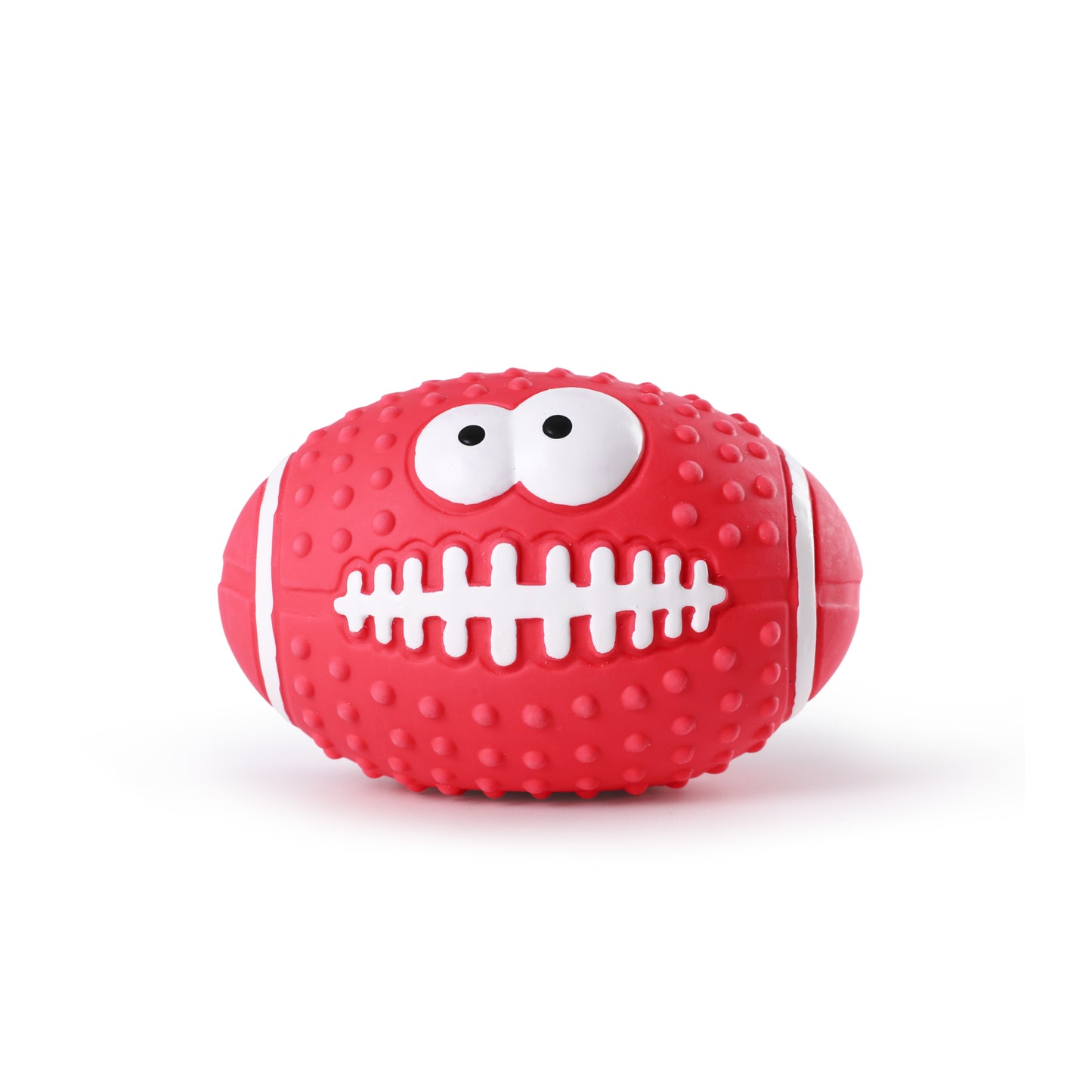 Latex Squeaky Smiley Face Football Dog Toy (Red)