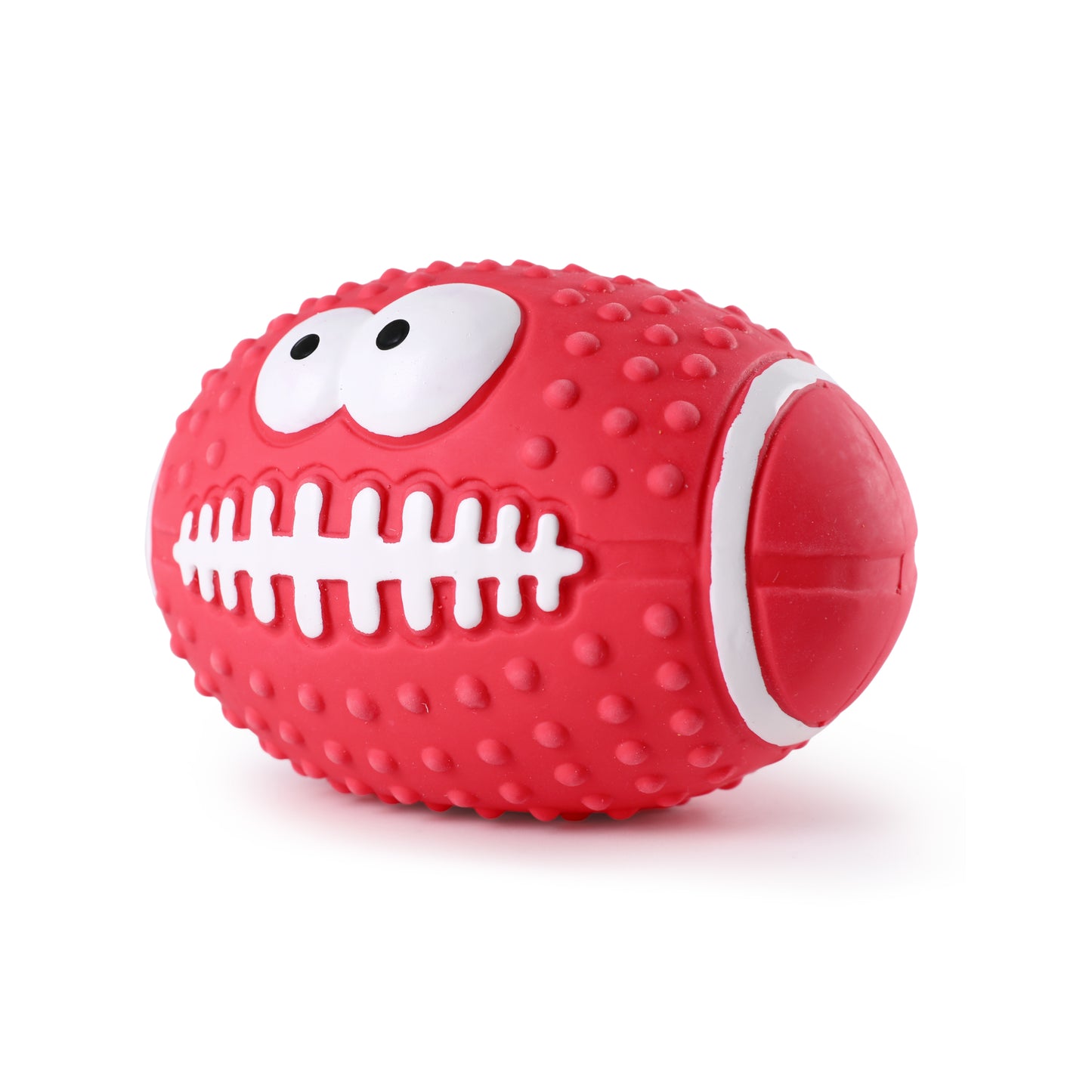 Latex Squeaky Smiley Face Football Dog Toy (Red)