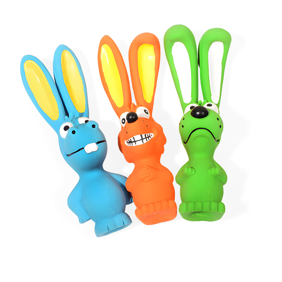 Durable Latex Squeaky Dog Toy in Fun Animal Designs (Blue Hippo)
