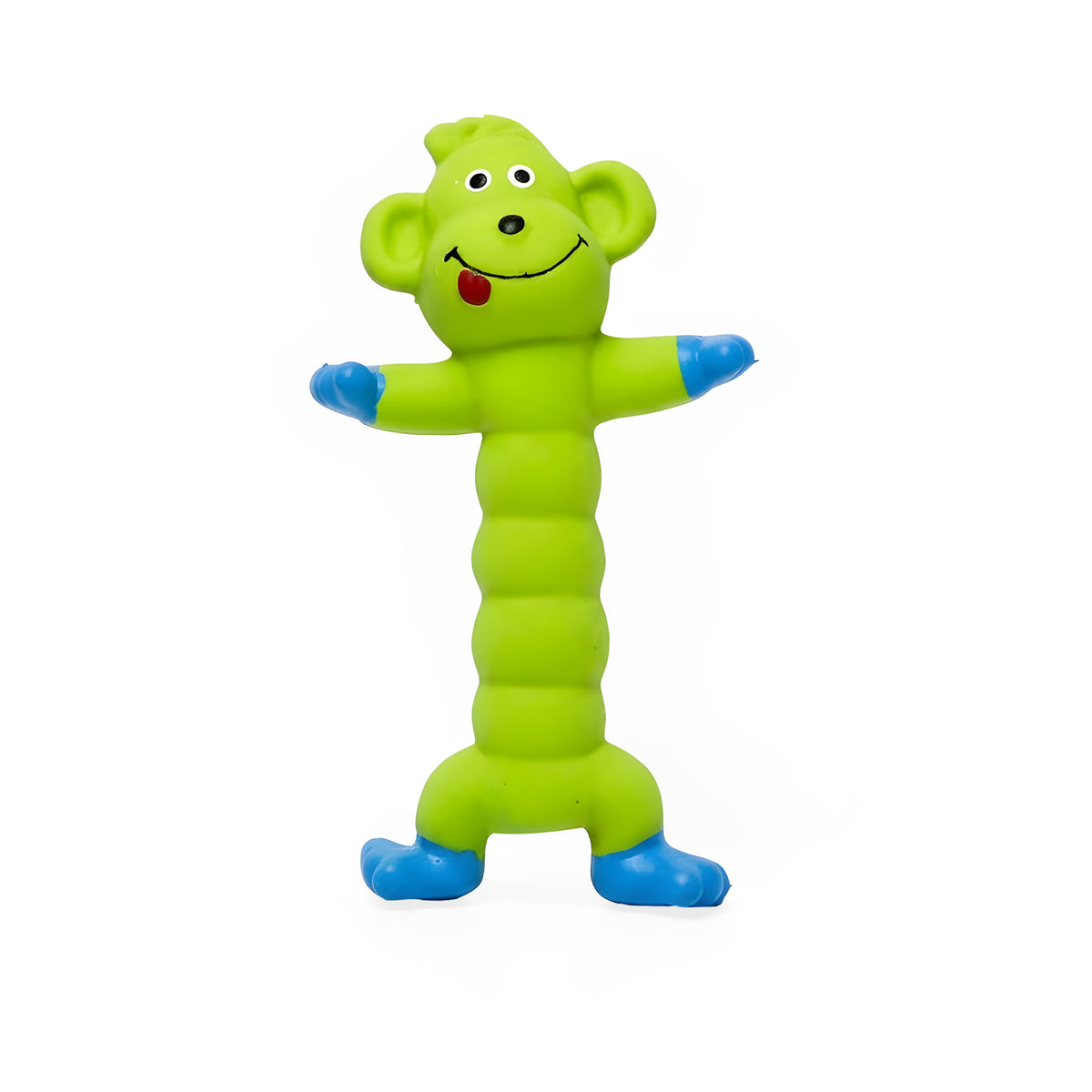 Super Stretch Long Body Durable Latex Squeaky Dog Toy in Fun Animal Designs (Green Chimp)